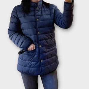 Lauren Ralph Lauren Quilted Jacket Women XL Dark Navy Blue Front Snap Logo Patch